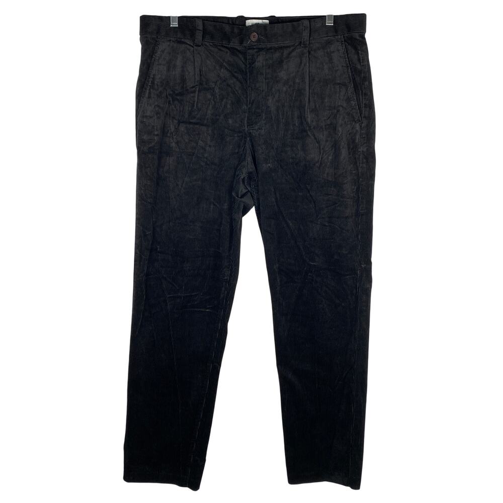 H&M Regular Fit Corduroy Pants Men 36 Black Straight Leg Classic Minimalist Work